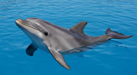 Bottlenose Dolphin Swimming in Clear Blue Ocean Water Marine Mammal Wildlife Photography