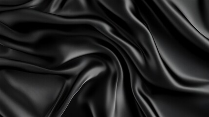 Obraz premium Elegant black satin fabric flows and reflects ambient light