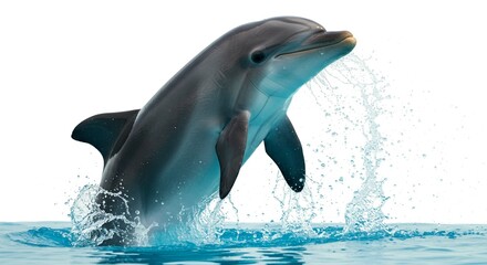 Obraz premium Majestic Dolphin Leaping from Ocean Water Splashing Wildlife Photography