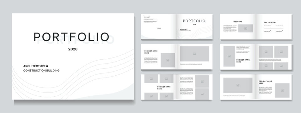 portfolio template design or real estate portfolio brochure modern minimal white architecture and interior portfolio layout