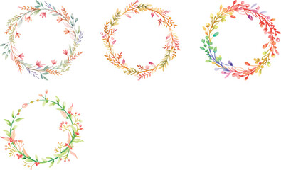 Vintage watercolor wreaths garlands vector art set design 
