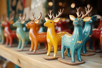 Colorful Deer Figurines Shelf
