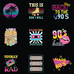 Obraz premium 80s Vibe Design Sublimation for Classic Throwback T-shirts Bundle 