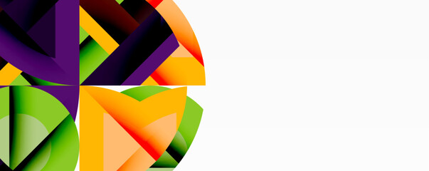 Circles, semi circles, squares and round triangles. Geometric mosaic style pattern abstract background for wallpaper, banner, backdrop, card, book Illustration, landing page