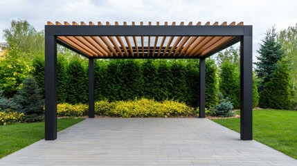Garden Pergola Shade Concept, Modern Garden Pergola with Solar Powered Canopy Panels
