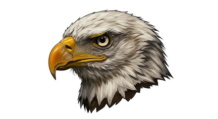 Obraz premium Majestic Bald Eagle Head Profile Wildlife Bird Portrait Detailed Feather Illustration