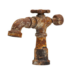  Old rusty water pump against  isolate on transparent background