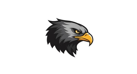 Fototapeta premium Powerful Eagle Head Mascot Design Gray and Yellow Illustration