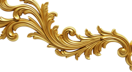 Golden Floral Ornament, Elegant Swirls and Leaves
