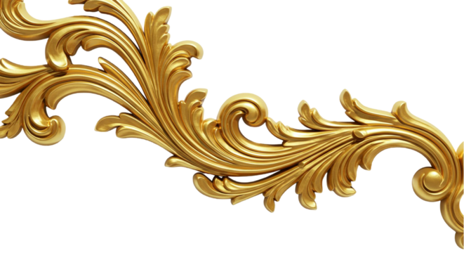 Golden Floral Ornament, Elegant Swirls and Leaves
