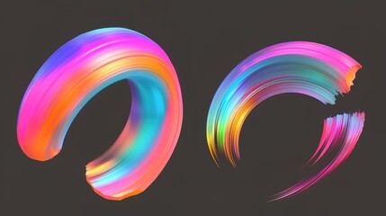 Obraz premium A visually appealing 3D brushstroke gradient texture created with a brush. The texture showcases a beautiful blend of colors and strokes, giving it an artistic and dynamic look. Ideal for various