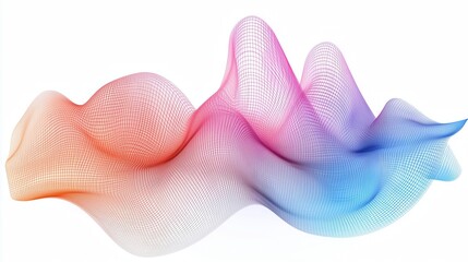 3D render of an isometric wave, grid on a white background. colorful design, abstract