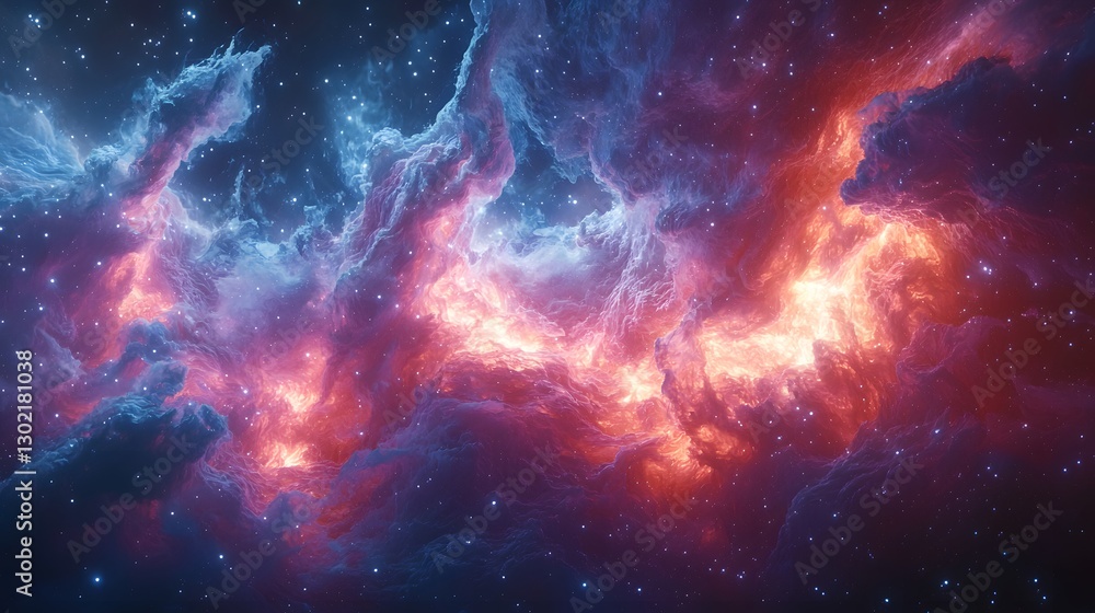 Poster stunning cosmic nebula in deep space showcasing vibrant colors and intricate patterns against a star