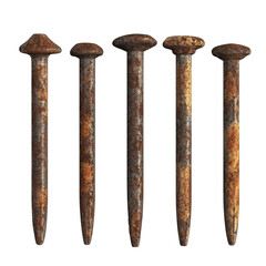 Old iron nail isolate on PNG