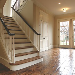 Staircase leading up in home foyer, outside view