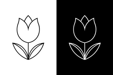 Black & White Tulip Icon Simple Yet Sophisticated