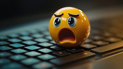 Shocked Emoji on Laptop Keyboard