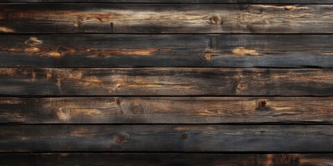 Obraz premium Dark brown wooden planks arranged horizontally displaying natural wood grain