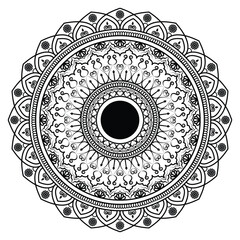 Print Simple Mandala Shape for Coloring vector isolated on white background