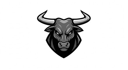 Fototapeta premium Powerful Bull Head Logo Design Aggressive Gray Bull Mascot Illustration