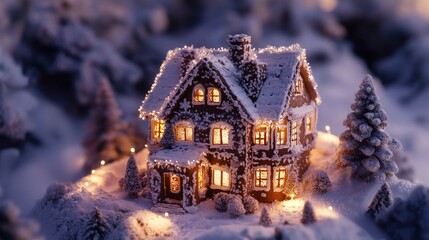 Fototapeta premium Snowy Miniature House