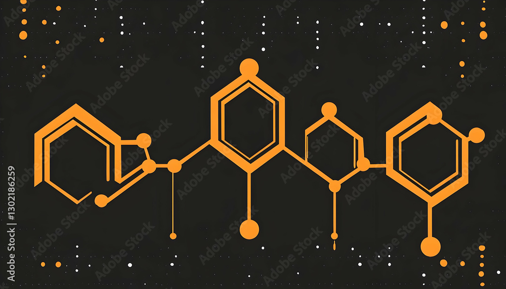 Poster abstract chemical compound structure with interconnected elements pattern