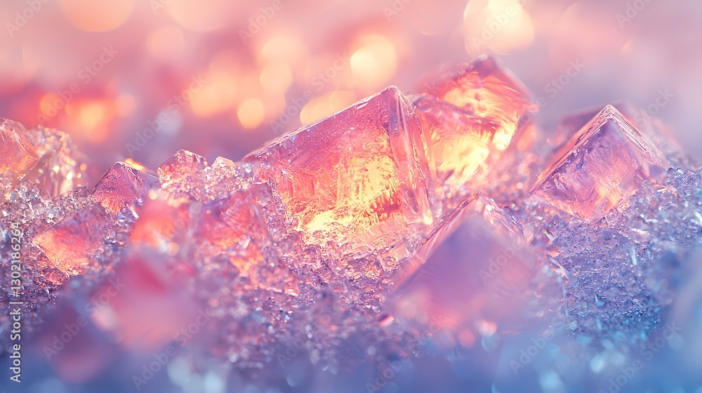 Poster intricate ice crystals formed in nature displaying a beautiful pattern of frost on a window or surfa