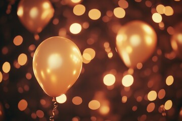 Gold Balloons Floating