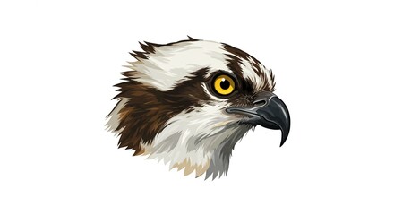 Naklejka premium Detailed Osprey Bird Head Profile Wildlife Illustration Art Nature Avian
