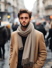 Naklejka premium Man on City Street