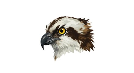 Naklejka premium Majestic Osprey Bird Head Profile Detailed Illustration Wildlife Art Nature Photography