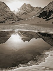 Mountain Lake in Black and White