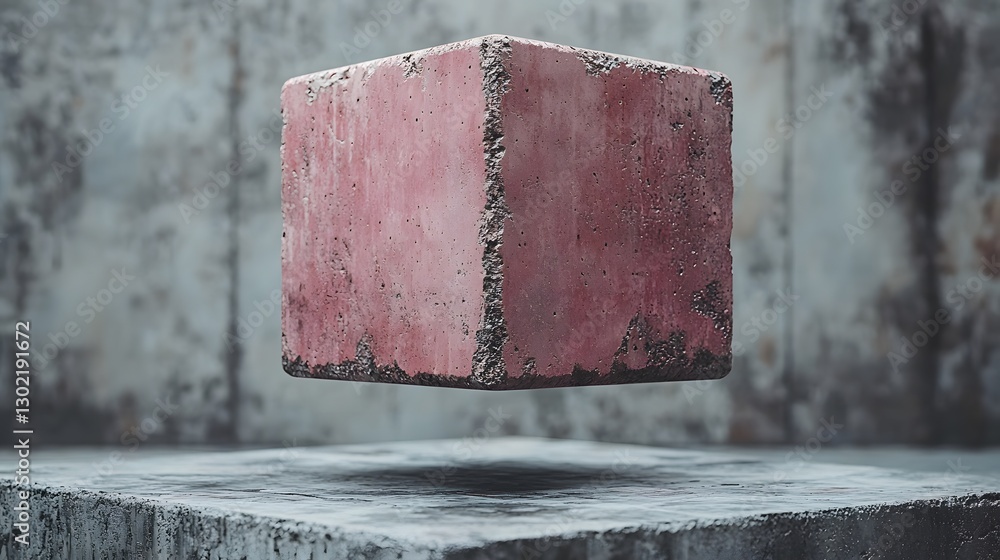 Poster a vibrant pink block of concrete displaying bold color and texture set against a neutral backdrop in