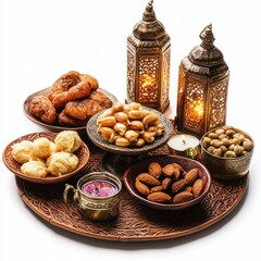 Golden Lantern Lit Festive Middle Eastern Food Platter