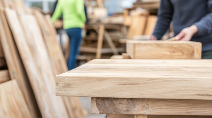 Eco-friendly shopping at thrift markets Concept, Eco-Conscious Examination of Pre-Loved Furniture in Workshop Environment