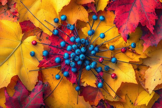 Close-up of leaves with blue berries