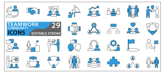 Teamwork and community icons collection. set icons pack. UI icon collection. Set of web icons