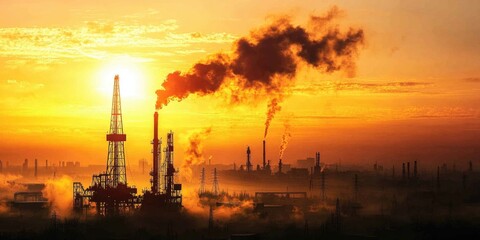 Obraz premium Industrial Factory with Smoke