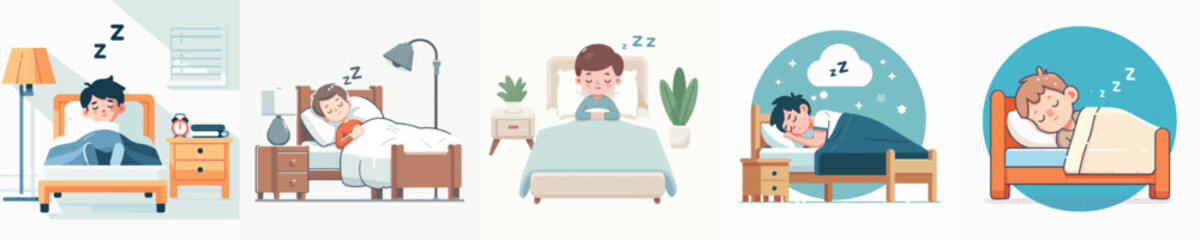 vector boy sleeping on bed