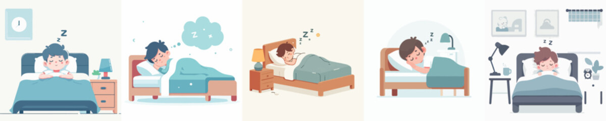 vector boy sleeping on bed
