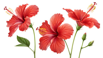 red hibiscus flower isolated, red flower isolated on white