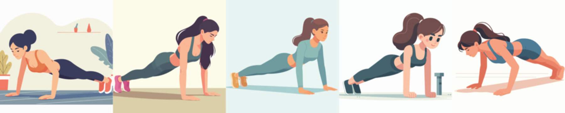 vector of a woman doing push ups