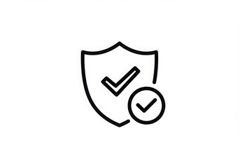 Simple line icon of a shield with a checkmark symbolizing security and verification