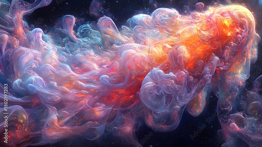 Poster colorful abstract liquid-filled background creating fluid patterns and shapes evoking creativity and