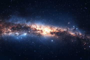 Fototapeta premium starry sky with a long, thin line of stars. The sky is dark and the stars are bright