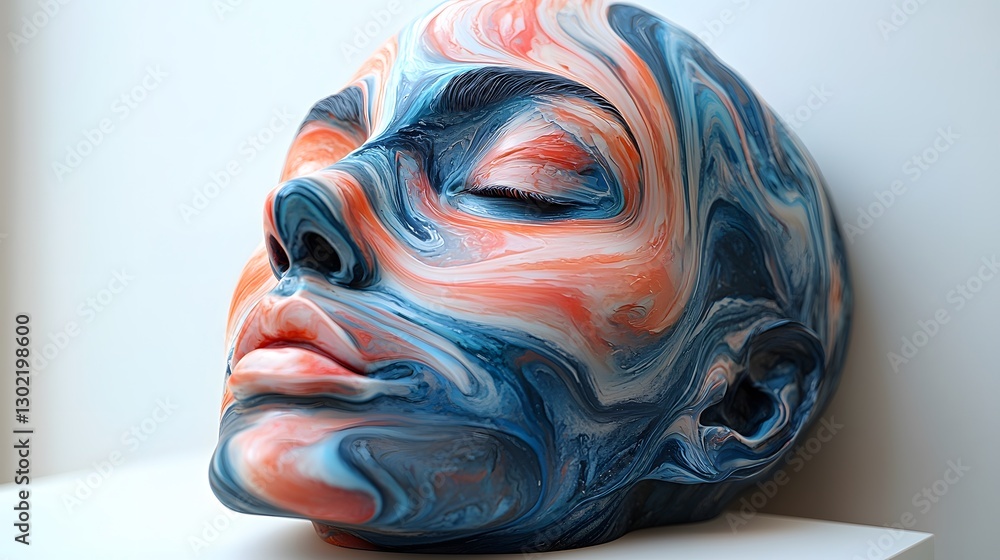 Poster elegant face sculpted from marble displaying smooth lines and intricate details creating a timeless 