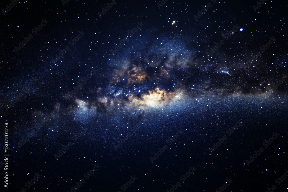 Wall mural starry night sky with a galaxy in the background. the stars are scattered throughout the sky, creati
