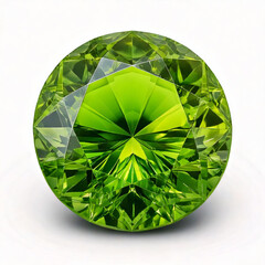 710-n Trillion Cut peridot isolate with white background no cast shado