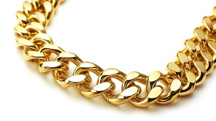 Obraz premium Shiny Gold Chain Necklace Close-Up with Smooth Links and Texture