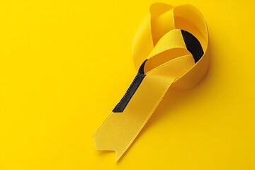 Yellow ribbon knot, yellow background
